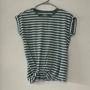 Maurices Forest Green and White Striped Tee